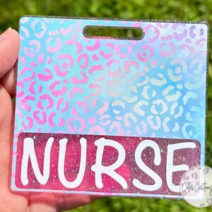 Blue Cheetah Print Badge Buddy, Leopard Badge Buddy, Vertical Badge Buddy, Horizontal Badge Buddy, Id Holder, Nurse Gift