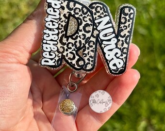 Registered Nurse Badge Reel, ID Holder, RN Gift, RN Grad Gift, Leopard Print Badge Reel, Registered Nurse Gift, Registered Nurse Grad Gift