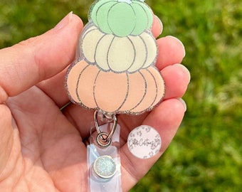 Stacked Pumpkins Badge Reel, Pale Pumpkin Badge Reel, Fall Badge Reel, Nurse Badge Reel, Badge Reel, Seasonal Badge Reel