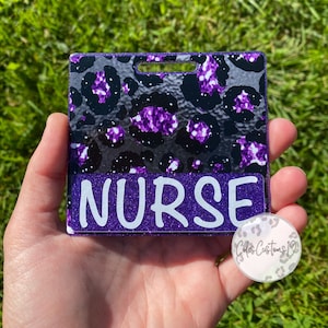 Purple Cheetah Print Badge Buddy, Leopard Badge Buddy, Vertical Badge Buddy, Horizontal Badge Buddy, Id Holder, Nurse Gift