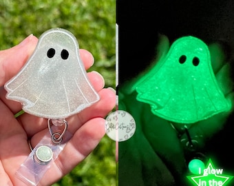 Ghost Badge Reel, Glow in the Dark Badge Reel, Halloween Badge Reel, Fall Badge Reel, Nurse Gift, ID Holder