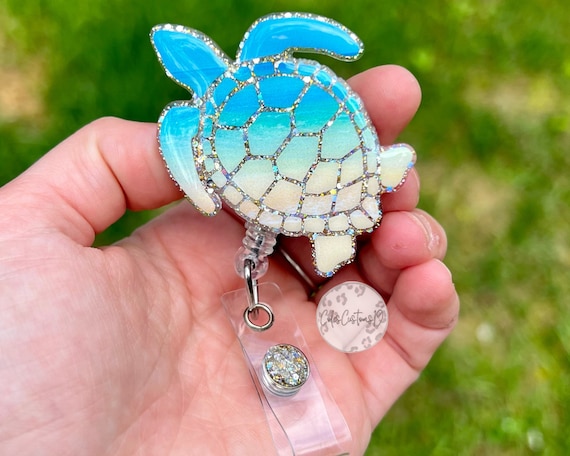 Sea Turtle Badge Reel, Summer Badge Reel, Beach Badge Reel, Beach Badge Reel,  ID Holder, Nurse Gift, Badge Holder 