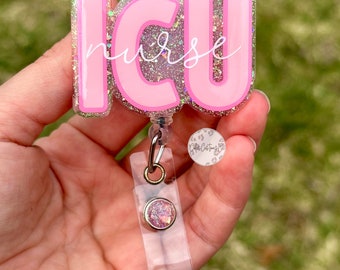 ICU Nurse Badge Reel, Intensive Care Unit Nurse Badge Reel, Icu Nurse, ID Holder, RN Gift, Nurse Gift, Icu Nurse Grad Gift