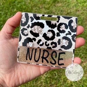 Champagne Cheetah Print Badge Buddy, Leopard Badge Buddy, Vertical Badge Buddy, Horizontal Badge Buddy, Id Holder, Nurse Gift