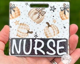 Pumpkin Badge Buddy, Fall Badge Buddy, Vertical Badge Buddy, Horizontal Badge Buddy, Id Holder, Nurse Gift
