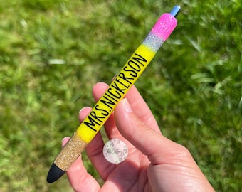 Teacher Glitter Pen, Pencil Glitter Pen, Planner Accessories, Personalized Glitter Pen, Teacher Gift, Teacher Appreciation Gift