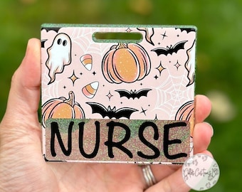 Halloween Badge Buddy, Pumpkin Badge Buddy, Ghost Badge Buddy, Fall Badge Buddy, Vertical Badge Buddy, Horizontal Badge Buddy, Nurse Gift