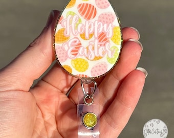 Easter Egg Badge Reel, Hoppy Easter Badge Reel, Easter Bunny Badge Reel, Nurse Gift, ID Holder, Teacher Gift