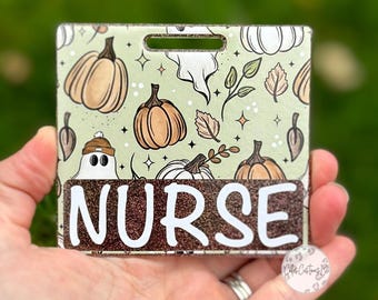 Pumpkin and Ghost Badge Buddy, Fall Badge Buddy, Halloween Badge Buddy, Vertical Badge Buddy, Horizontal Badge Buddy, Id Holder, Nurse Gift