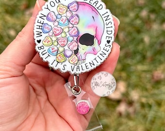 Valentine Badge Reel, Candy Hearts Badge Reel, Valentines Day Badge Reel, Seasonal Badge Reel, Nurse Gift, ID Holder, Teacher Gift
