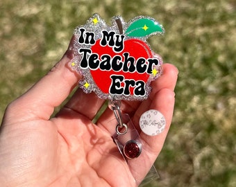 In My Teacher Era Badge Reel, Teacher Badge Reel, Apple Badge Reel, Teacher Badge Holder, Teacher Gift, Teacher Badge