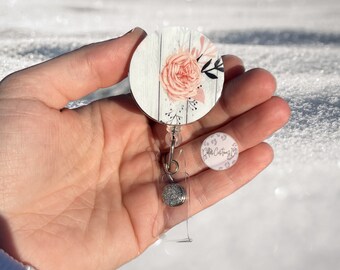 Floral Print Badge Reel, Flower Badge Reel, Glittered Badge Reel, Summer Badge Reel, Nurse Badge Reel, Spring Badge Reel
