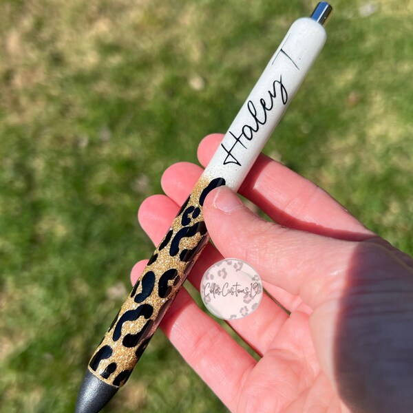 Leopard Print Glitter Pen, Planner Accessories, Ink Joy Glitter Pen, Personalized Glitter Pen, Cheetah Glitter Pen