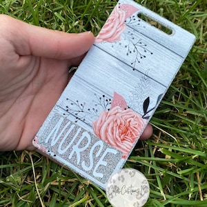 Floral Badge Buddy, Glittered Badge Buddy, Vertical Badge Buddy, Horizontal Badge Buddy, Id Holder, Nurse Gift, Badge Holder