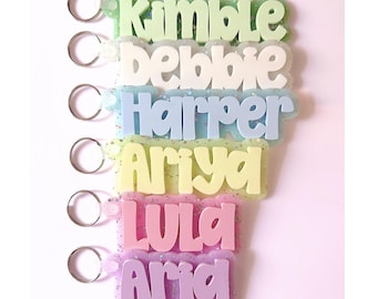 Glitter Name Tag, Backpack Tag, Backpack Name Tag, Bookbag Tag, Name Keychain, Backpack Label
