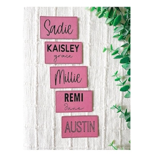 Personalized Faux Leather Name Patch: Iron-On Engraved Tag, iron-on leather patch, personalized leather patch