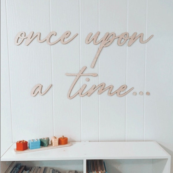 Once upon a time sign, Kids bedroom decor, Nursery wall decor, Boho nursery, Bookshelf, Boho girl's room, Boho boy's room, Playroom sign