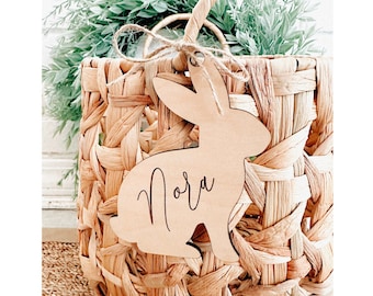 Personalized Wood Bunny Easter Basket Tag