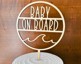 Baby on Board Baby Shower Cake Topper, Surf Baby Shower, Baby on Board Baby Shower, NameCake Topper, Wave Cake Topper, Surfboard Cake Topper