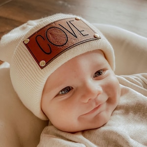 Personalized Name Baby Beanie: Baby Announcement Gift, Baby Shower Gift, Boy coming home outfit, girl coming Home outfit, Stocking Stuffer