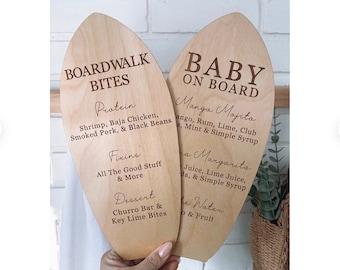 Baby on board bar sign, custom drink menu, personalized drink menu, personalized cocktail list, baby shower cocktail menu, beach baby shower