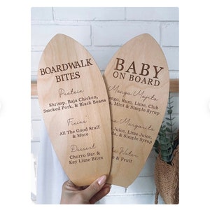 Baby on board bar sign, custom drink menu, personalized drink menu, personalized cocktail list, baby shower cocktail menu, beach baby shower