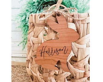 Personalized Wood Bunny Easter Basket Tag