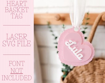 Pillow Heart Basket Tag Laser File: Easter & Valentines SVG File