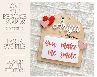 I Love You Because Board Laser File: Valentines SVG (Digital Download)