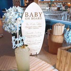 Baby on board bar sign, custom drink menu, personalized drink menu, personalized cocktail list, baby shower cocktail menu, beach baby shower