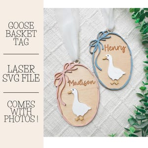 Fichier laser d'étiquette de panier de Pâques d'oie, fichier SVG, fichier Glowforge, fichier d'étiquette d'oie, SVG de Pâques, fichier laser de Pâques, étiquette de Pâques