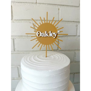 First trip around the sun cake topper, first birthday, name cake topper, here comes the son baby shower, space cake topper, boho cake topper