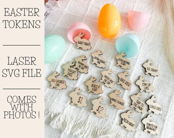 Easter Egg Hunt Tokens Laser File: Bunny SVG Glowforge File