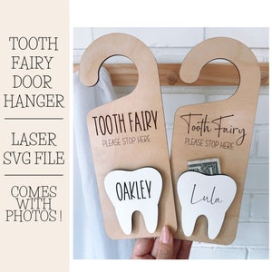 Tooth Fairy Laser File, SVG File, Glowforge File, Tooth Fairy Door Hanger SVG File, Door Hanger File