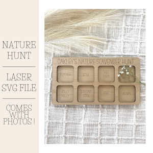 Archivo láser Nature Scavenger Hunt, archivo SVG, archivo Glowforge, archivo SVG de Nature Hunt, archivo de juego familiar, archivo Thunder, archivo Lightburn