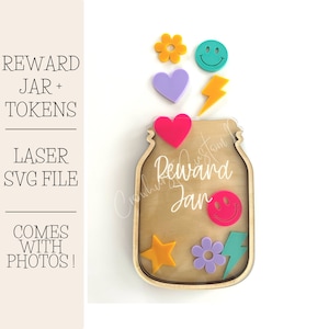 Reward Jar Laser File, SVG File, Glowforge File, Reward Jar SVG File, Jar File, Reward Jar, Reward Jar Tokens File, Reward Jar Tokens