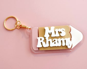 Teacher Keychain, Teacher Gift, Key Chain, Pencil Keychain, Teacher Name Keychain, Teacher Gift, Personalized, Teacher Appreciation Week