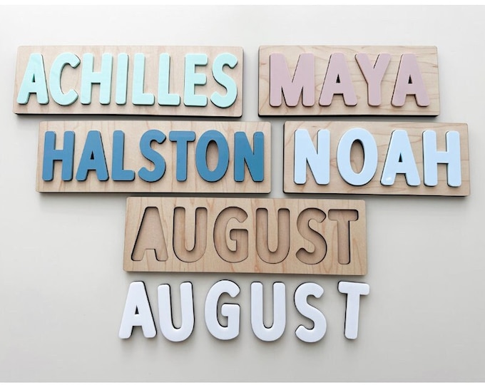 Wooden Name Puzzle, Gift for Kids, Name Puzzles for Toddlers, Montessori Baby Toys, First Birthday Gift, Baby Shower Gift