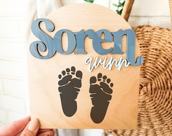 Baby Announcement Footprint Sign, Hospital Sign, Birth Announcement Sign, Baby Name Sign, Birth Stat Sign, Newborn Name Sign