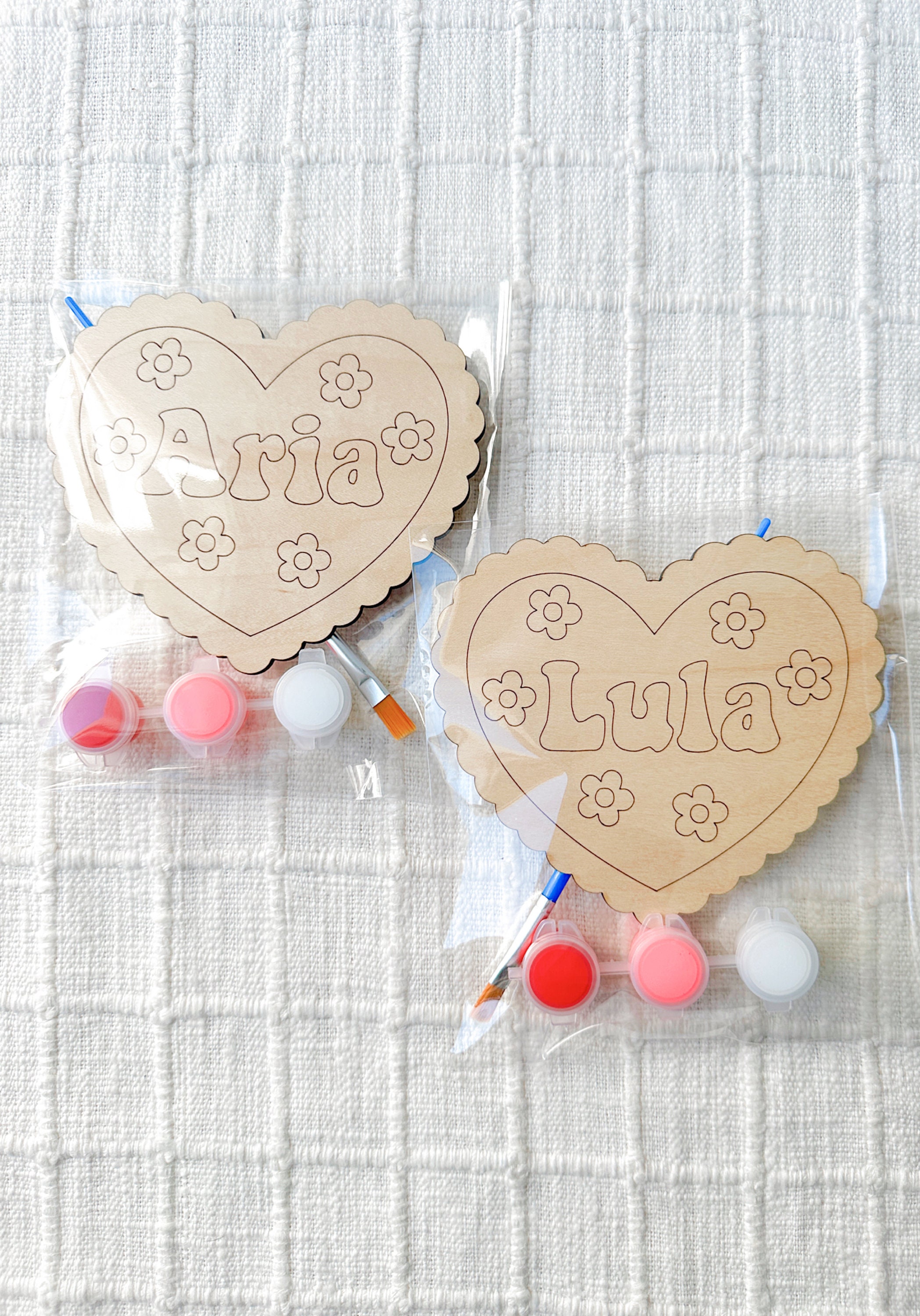 Personalized Heart Paint Kit, Valentines Craft, Valentines Basket, Basket Stuffer, Kid&#39;s Vday Basket, Basket Tag, Kid&#39;s Valentines
