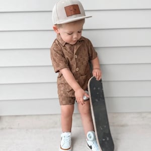Personalized Leather Patch Flat Bill Snapback Hat: Custom Kids & Adult Cap image 2