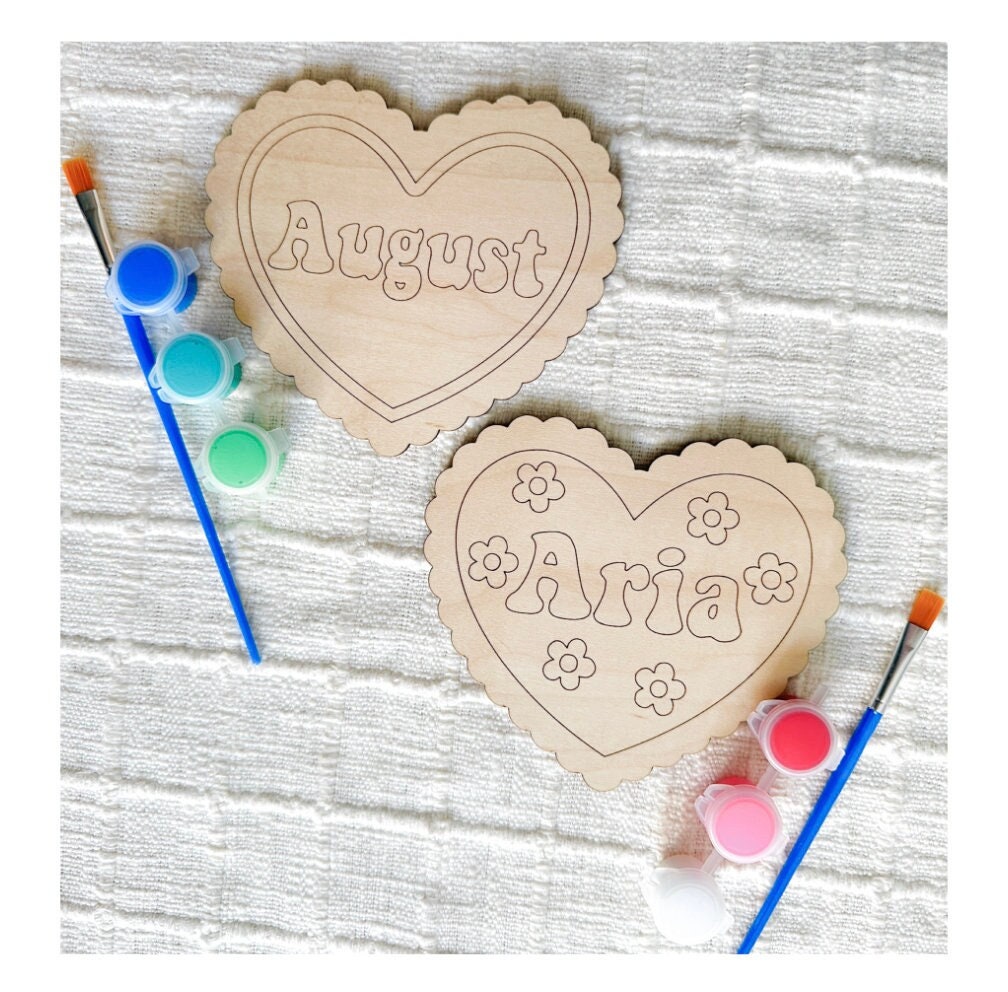 Personalized Heart Paint Kit, Valentines Craft, Valentines Basket, Basket Stuffer, Kid&#39;s Vday Basket, Basket Tag, Kid&#39;s Valentines