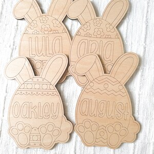 Personalized Easter Egg Paint Kit: Wood Bunny Craft, Basket Stuffer 画像 5