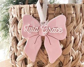 Personalized Bow Valentine's Basket Name Tag, Valentines Name Tag, Doily, Valentines Day Basket, Valentine Basket Tags, Bow Name Tag