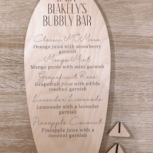 Baby on board bar sign, custom drink menu, personalized drink menu, personalized cocktail list, baby shower cocktail menu, beach baby shower immagine 2
