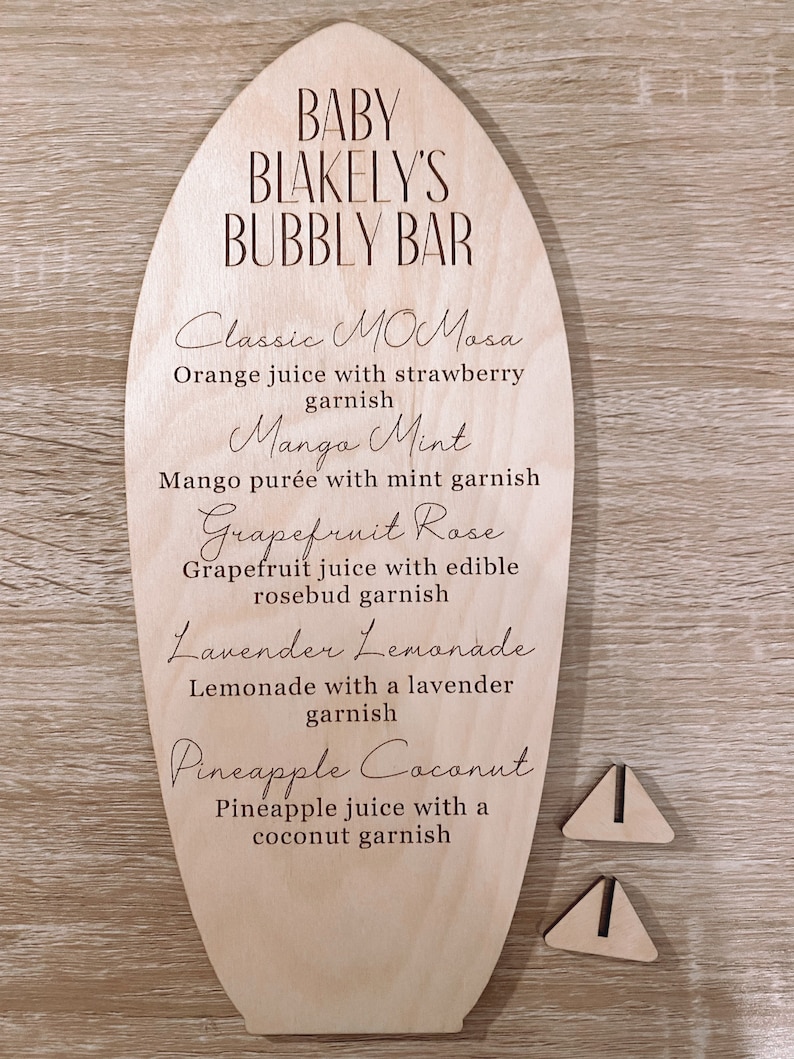 Baby on board bar sign, custom drink menu, personalized drink menu, personalized cocktail list, baby shower cocktail menu, beach baby shower immagine 2