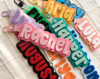 Name Tag, Backpack Tag, Backpack Name Tag, Bookbag Tag, Name Keychain, Backpack Label, Monochrome
