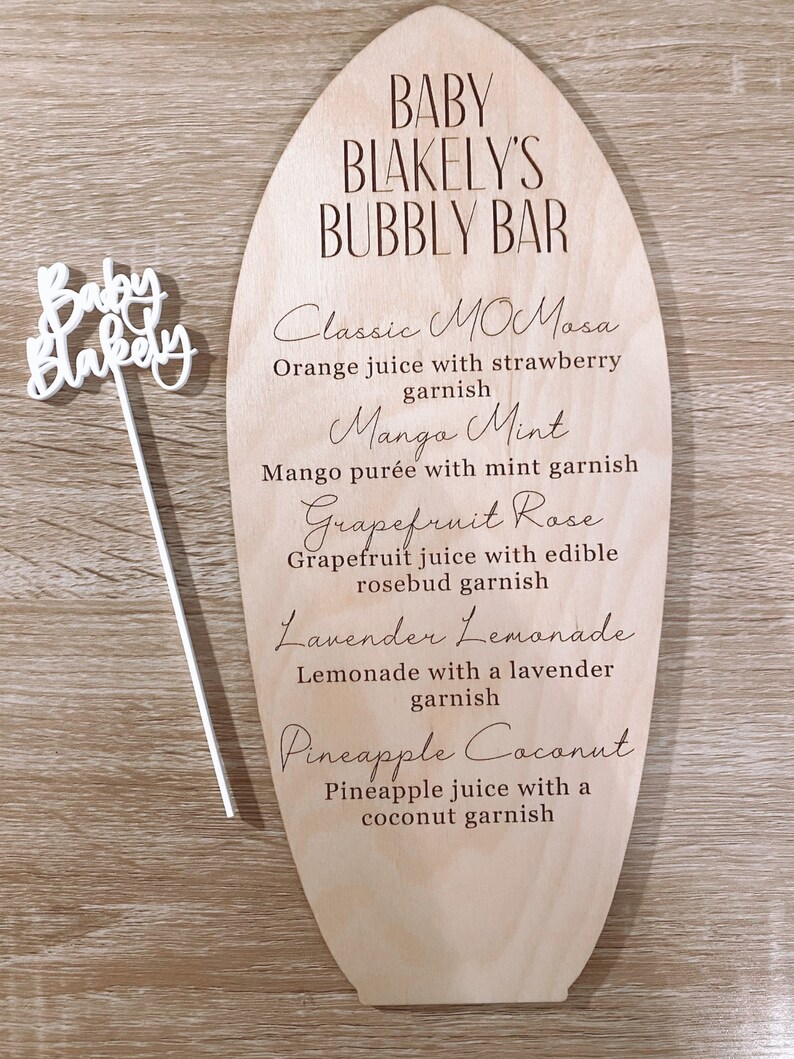 Baby on board bar sign, custom drink menu, personalized drink menu, personalized cocktail list, baby shower cocktail menu, beach baby shower immagine 5