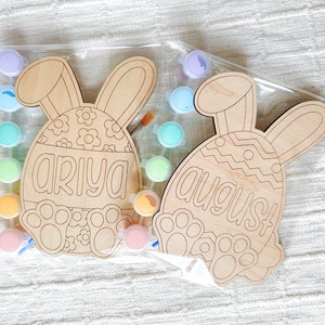 Personalized Easter Egg Paint Kit: Wood Bunny Craft, Basket Stuffer