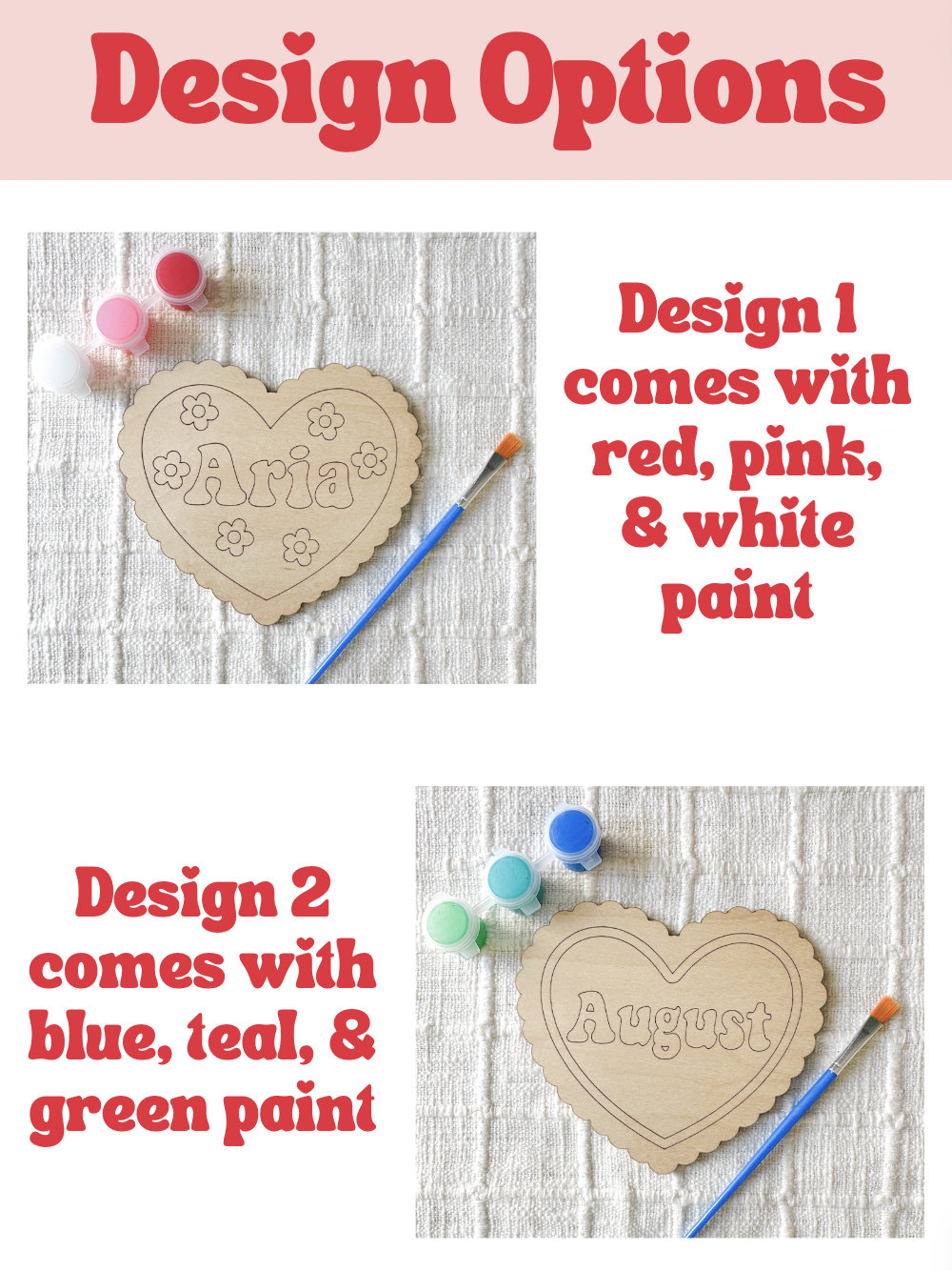 Personalized Heart Paint Kit, Valentines Craft, Valentines Basket, Basket Stuffer, Kid&#39;s Vday Basket, Basket Tag, Kid&#39;s Valentines